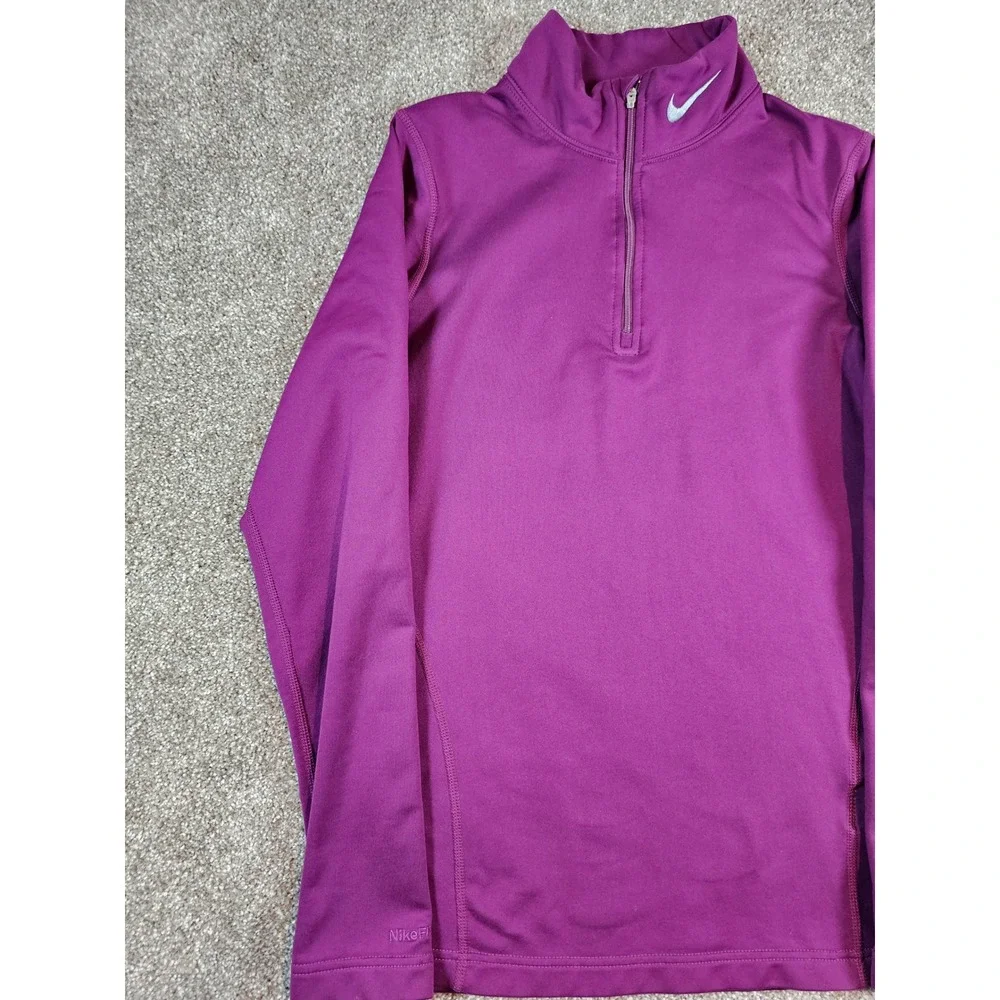Nike Fit Dry Womens Quarter Zip Pullover Purple Running Top Size M Medium